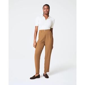 Spanx Carefree Crepe Tapered Pleated High Rise Ankle Pants in Camel Size XS NWT